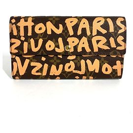 Portefeuille long Louis Vuitton Monogram Graffiti Marron Orange