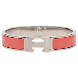Hermès Hermes Click H PM Emailarmband Silber Pink