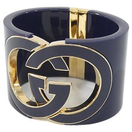 Brazalete rígido Interlocking Gucci Dorado Azul marino