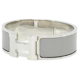 Hermès Pulseira Charm Hermes Clic Clac H PM Marrom Prata