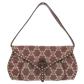 Céline Bolsa de ombro Celine Paris Macadam Canvas Marrom Bordeaux