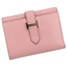 Cartera Compacta Combinada Hermès Bearn Negro Rosa