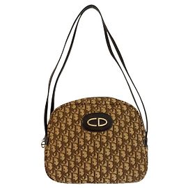 Borsa a tracolla Christian Dior Trotter Canvas Leather Marrone Beige