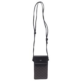 Céline Pochette para telemóvel Triomphe da Celine em lona preta e pele de cordeiro Preto