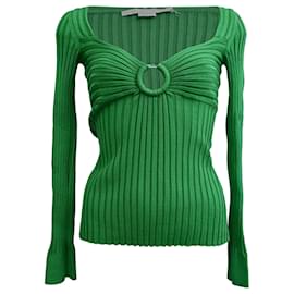 Stella Mc Cartney Stella Mccartney Rippstrick-Pullover aus grüner Viskose Grün