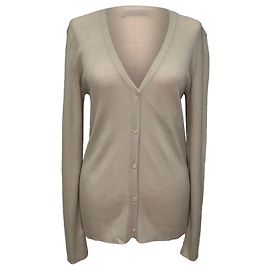 Max Mara Cardigan mit V-Ausschnitt aus beigefarbener Wolle Andere