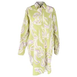 Emilio Pucci Farfalle-Print Button-Down Shirt in Green Polyester Green