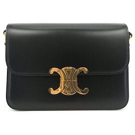 Céline Piccola borsa a tracolla Tiny Triope in pelle di vitello lucida Nero