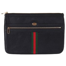 Gucci Ophidia Black Leather Clutch Bag Black