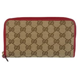Portafoglio lungo Gucci GG Canvas Beige Rosso Marrone Beige