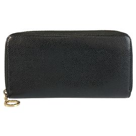 Bulgari Bvlgari Black Leather Long Wallet Black