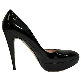 Miu Miu Platform Pumps in Black Patent Leather  Black
