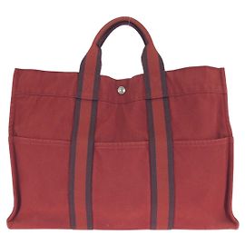 Hermès Hermes Canvas Fourre-Tout MM Tote Bag Red