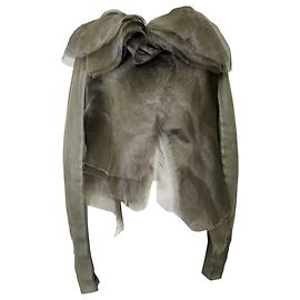Cárdigan de organza deshilachada Rick Owens en seda gris Gris