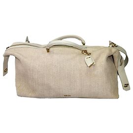 Sac de week-end Cult Gaia Adah en raffia crème Blanc Écru