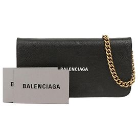 Balenciaga Bolsa transversal carteira com corrente e logo Preto