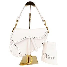 Dior Bolsa Saddle White Stitch Branco