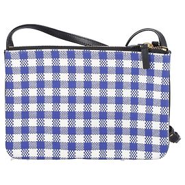 Céline Borsa a tracolla Celine Trio Gingham in pelle blu e bianca Blu