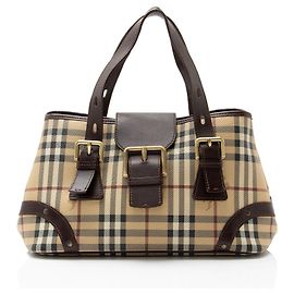 Sac Haymarket Check à boucle Burberry Marron Beige