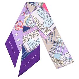 BVLGARI Lenço/Cachecol Mini de Seda Bulgari, Roxo, Feminino Roxo