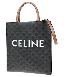 Céline Cabas Vertical Triomphe Celine en Toile Enduite Small Marron