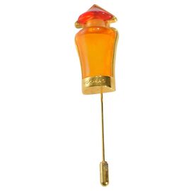 Rochas Paris Broche Épinglette Tocade Flacon de Parfum Rouge Doré Orange