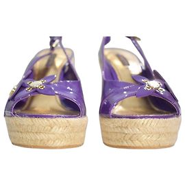Louis Vuitton Espadrille Slingback Keilabsatz Violett Lackleder Lila