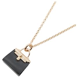 Hermès Collier Hermes Amulette Kelly Black Jade Noir Doré