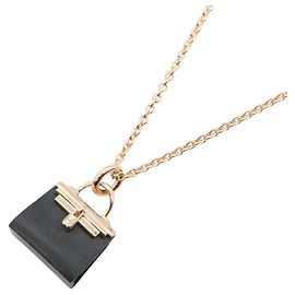 Hermès Collana Hermes Amulette Kelly Black Jade Nero D'oro