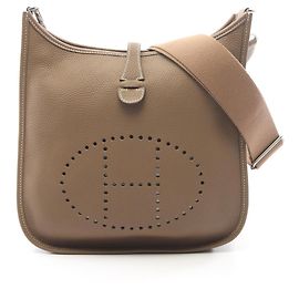 Hermès Bolsa de Ombro Hermes Evelyne 3 Trois PM Marrom Taupe