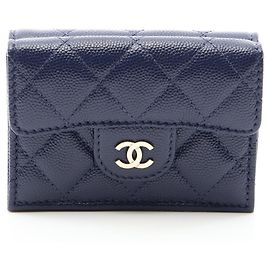Chanel Classic Small Flap Tri-fold Wallet Navy blue