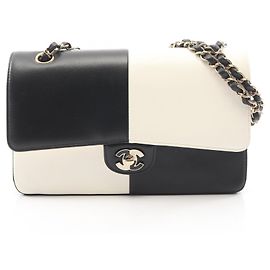 Borsa a Spalla Bicolore Chanel Double Flap Nero Bianco