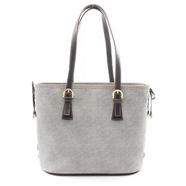 Borsa Tote in Denim e Pelle Salvatore Ferragamo Marrone Blu navy