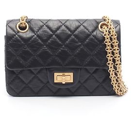 Bolsa de ombro Chanel 2.55 em couro de vitelo preto Preto