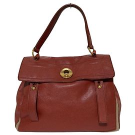 Yves Saint Laurent Muse Two Leder Tote Bag Rot Beige