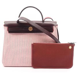 Hermès Hermes Herbag Zip PM 2-Way Handbag White Red Dark red