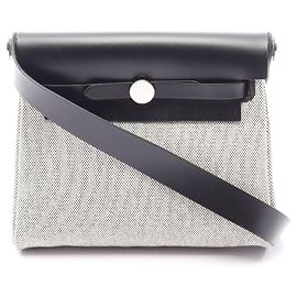 Hermès Bolsa de ombro Hermes Herbag Zip Mini Ecru Marrom Preto