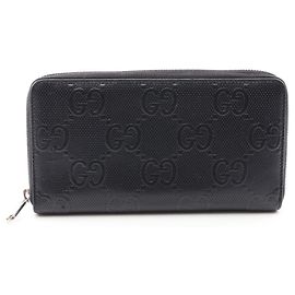 Gucci GG Embossed Round Long Wallet Black
