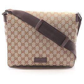 Bolsa de Ombro Gucci GG Canvas Marrom Bege