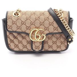 Borsa a tracolla Gucci GG Marmont in tela e pelle Nero Beige