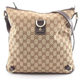 Bolsa de Ombro Gucci Abbey GG Canvas Marrom Bege