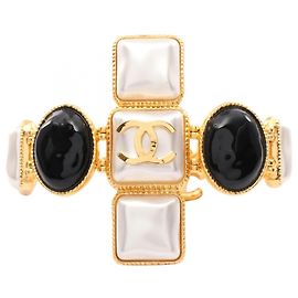 Bracciale Charm Chanel Coco Mark Gripoix Nero Bianco D'oro