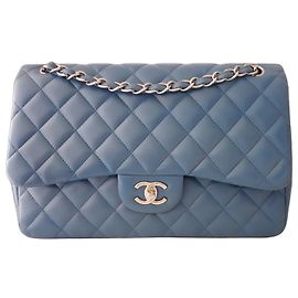 Chanel Classic Flap Borsa Pelle di Agnello Blu Blu