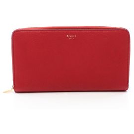 Céline Celine CELINE Round Long Wallet in Red Leather Red