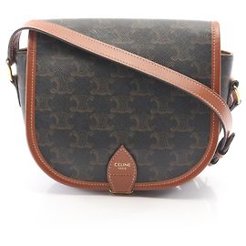 Céline Bolsa Celine Folco Medium Marrom Preto