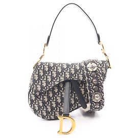 Borsa Saddle Christian Dior Beige Blu navy
