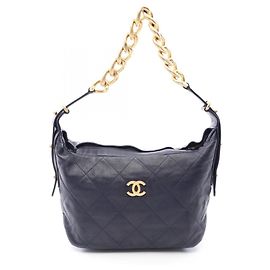 Borsa a tracolla in pelle matelassé Chanel Blu navy