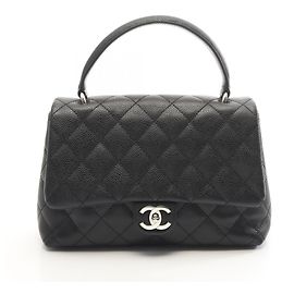 Bolsa Chanel Matelassé em couro de bezerro granulado preto Preto