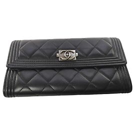 Chanel Boy Flap Quilted Lambskin Long Black
