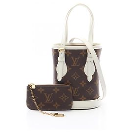 Louis Vuitton Nano Bucket 2-Way Handbag Brown White